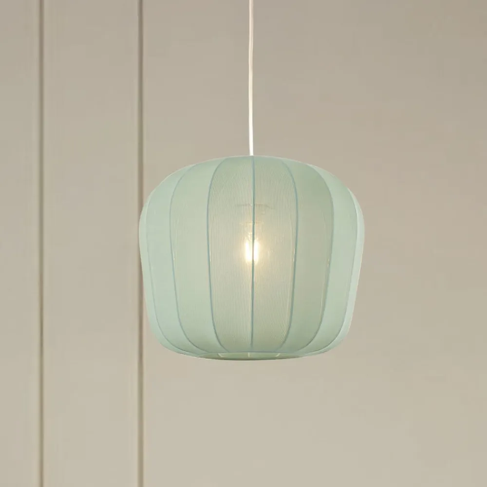Lindby Pendellamper > hængelampe Helin, blå, Ø 35 cm, stof