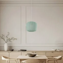 Lindby Pendellamper > hængelampe Helin, blå, Ø 35 cm, stof