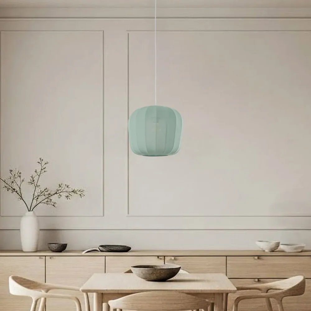 Lindby Pendellamper > hængelampe Helin, blå, Ø 35 cm, stof
