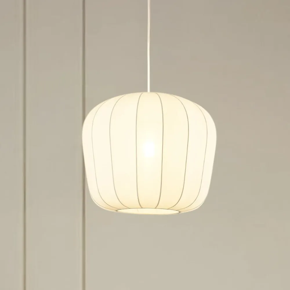 Pendellamper|Pendellamper ^ Lindby hængelampe Helin, hvid, Ø 35 cm, stof