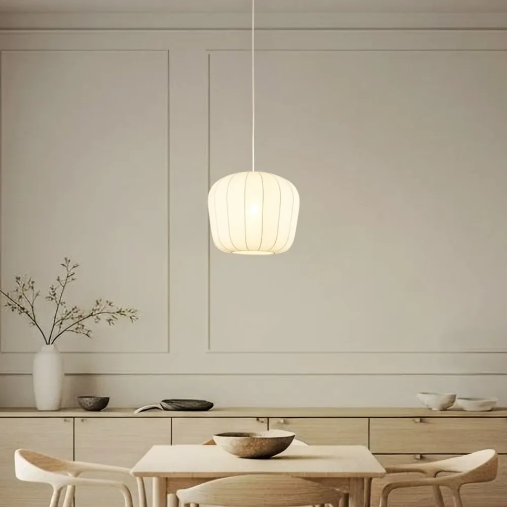 Pendellamper|Pendellamper ^ Lindby hængelampe Helin, hvid, Ø 35 cm, stof