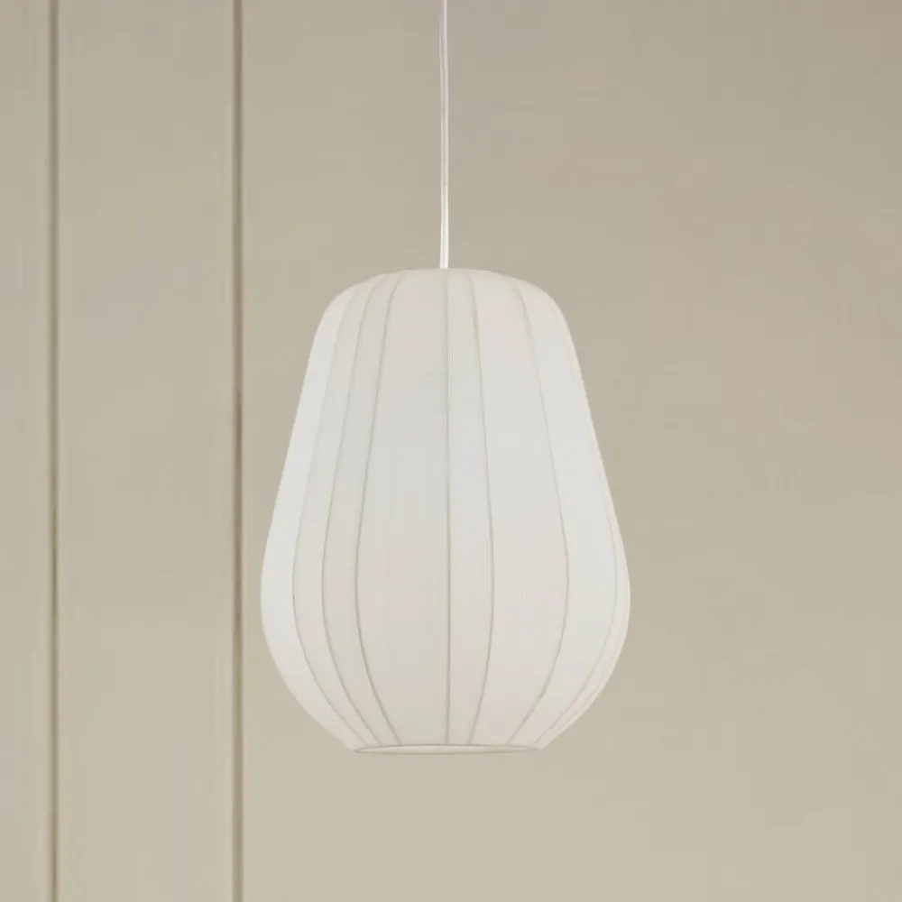 Lindby Pendellamper > hængelampe Helin, hvid, Ø 30 cm, stof