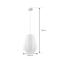 Lindby Pendellamper > hængelampe Helin, hvid, Ø 30 cm, stof