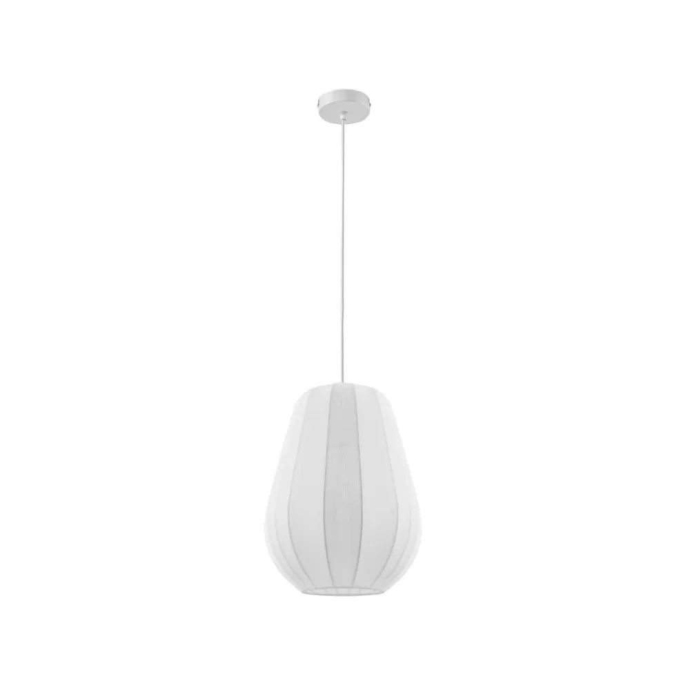 Lindby Pendellamper > hængelampe Helin, hvid, Ø 30 cm, stof