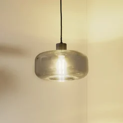 Pendellamper ^ Lindby hængelampe Hildur, Ø 28,5 cm, 1 lyskilde, grå, glas