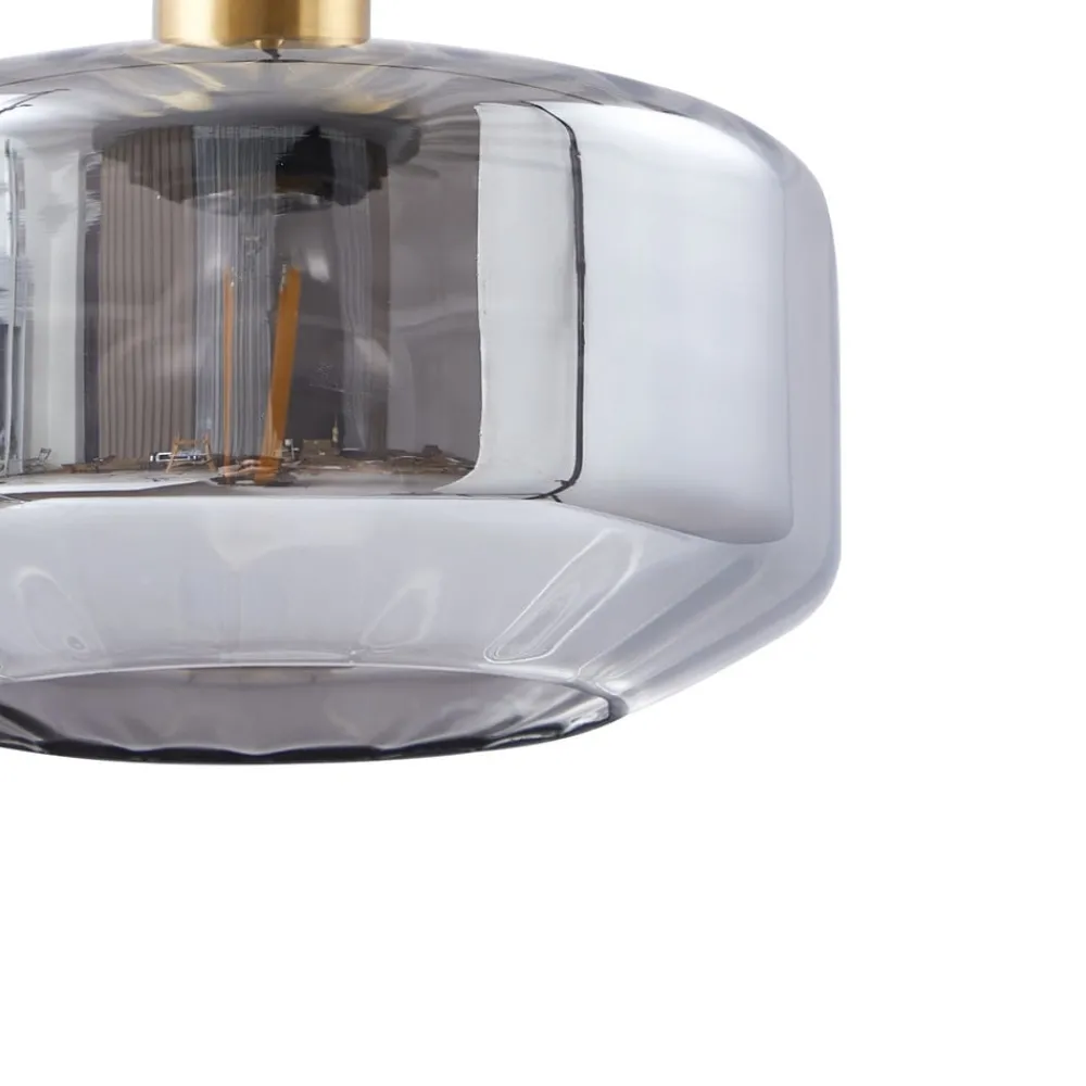 Pendellamper|Pendellamper ^ Lindby hængelampe Hildur, Ø 22 cm, 1 lyskilde, røggrå, glas