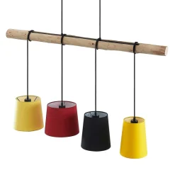 Lindby Pendellamper > hængelampe Hinai, sort/rød/gul, tekstil, 116 cm