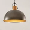 Pendellamper ^ Lindby hængelampe Holgar, grøn, træ, metal, Ø 45 cm, E27