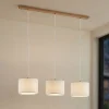 Pendellamper|Pendellamper ^ Lindby hængelampe Imarin, 3 lyskilder, hvid, tekstil, 100 cm