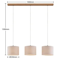 Pendellamper|Pendellamper ^ Lindby hængelampe Imarin, 3 lyskilder, hvid, tekstil, 100 cm