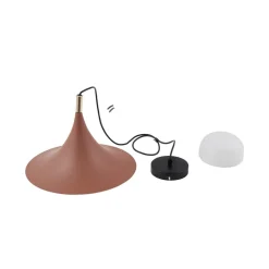 Pendellamper ^ Lindby hængelampe Jarl, brun, metal, Ø 35 cm, G9