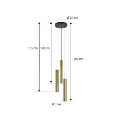 Lindby Pendellamper|Pendellamper > hængelampe Joffrey, Ø 24 cm, messing, 3 lyskilder, GU10