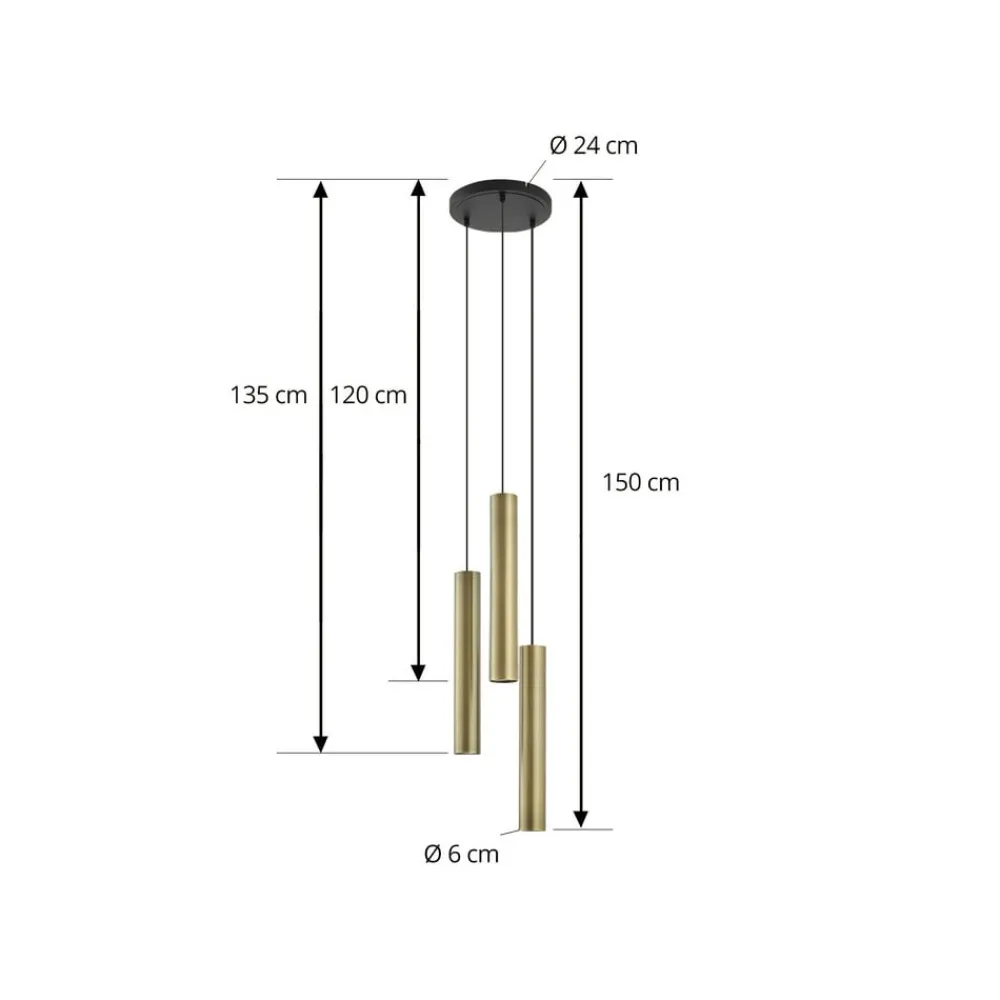 Lindby Pendellamper|Pendellamper > hængelampe Joffrey, Ø 24 cm, messing, 3 lyskilder, GU10