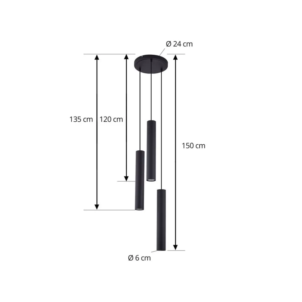 Lindby Pendellamper|Pendellamper > hængelampe Joffrey, Ø 24 cm, sort, 3 lyskilder, GU10