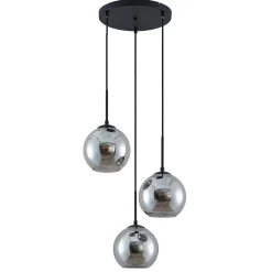 Lindby Pendellamper|Pendellamper > hængelampe Jurian, 32 cm, 3 lyskilder, sort/røget, glas