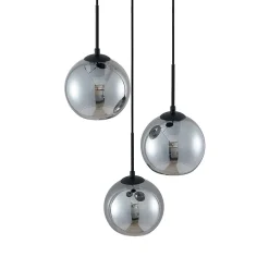 Lindby Pendellamper|Pendellamper > hængelampe Jurian, 32 cm, 3 lyskilder, sort/røget, glas