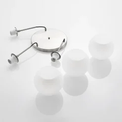 Pendellamper ^ Lindby hængelampe Jurian, Ø 32 cm, 3 lyskilder, nikkel/opal, glas