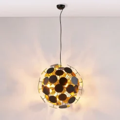 Lindby Pendellamper > hængelampe Kinan, Ø 54 cm, sort, guld, metal