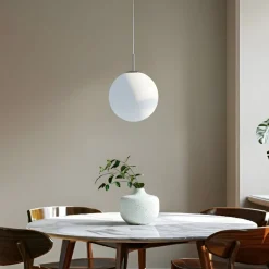 Lindby Pendellamper > hængelampe Marike, Ø 35 cm, hvid, glas, kugle, E27