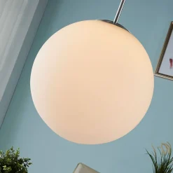 Lindby Pendellamper > hængelampe Marike, Ø 35 cm, hvid, glas, kugle, E27