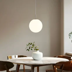 Lindby Pendellamper > hængelampe Marike, Ø 30 cm, hvid, glas, kugle, E27