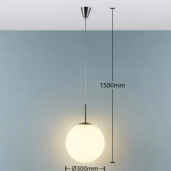 Lindby Pendellamper > hængelampe Marike, Ø 30 cm, hvid, glas, kugle, E27