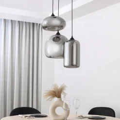 Lindby Pendellamper|Pendellamper > Hængelampe Marla, Rondell, Glas, røggrå, 50 cm