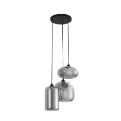 Lindby Pendellamper|Pendellamper > Hængelampe Marla, Rondell, Glas, røggrå, 50 cm