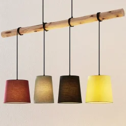 Lindby Pendellamper|Pendellamper > hængelampe Moscow , farverig, tekstil, træ, E27, 116 cm