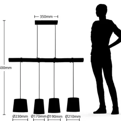 Lindby Pendellamper|Pendellamper > hængelampe Moscow , farverig, tekstil, træ, E27, 116 cm