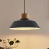 Lindby Pendellamper > hængelampe Nefeli, Ø 42 cm, sort, træ, metal