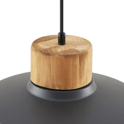 Lindby Pendellamper > hængelampe Nefeli, Ø 42 cm, sort, træ, metal