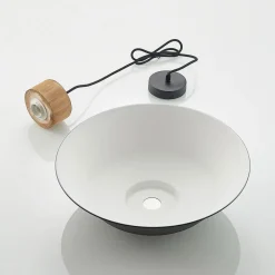 Lindby Pendellamper > hængelampe Nefeli, Ø 42 cm, sort, træ, metal