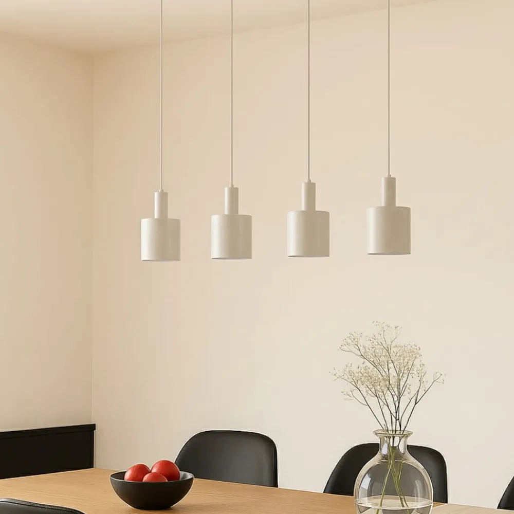 Pendellamper ^ Lindby hængelampe Ovelia, beige, 4 lyskilder, metal, E27