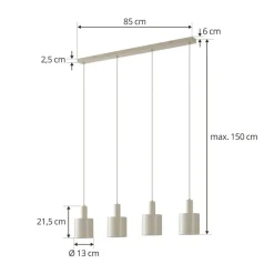 Pendellamper ^ Lindby hængelampe Ovelia, beige, 4 lyskilder, metal, E27