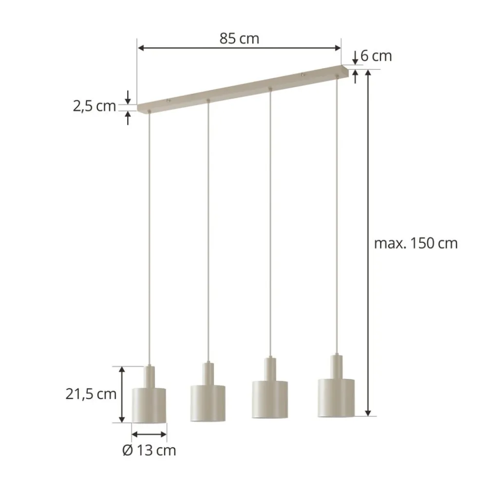 Pendellamper ^ Lindby hængelampe Ovelia, beige, 4 lyskilder, metal, E27