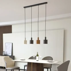 Lindby Pendellamper > hængelampe Ovelia, brun/kaffe/beige, 4 lyskilder, E27