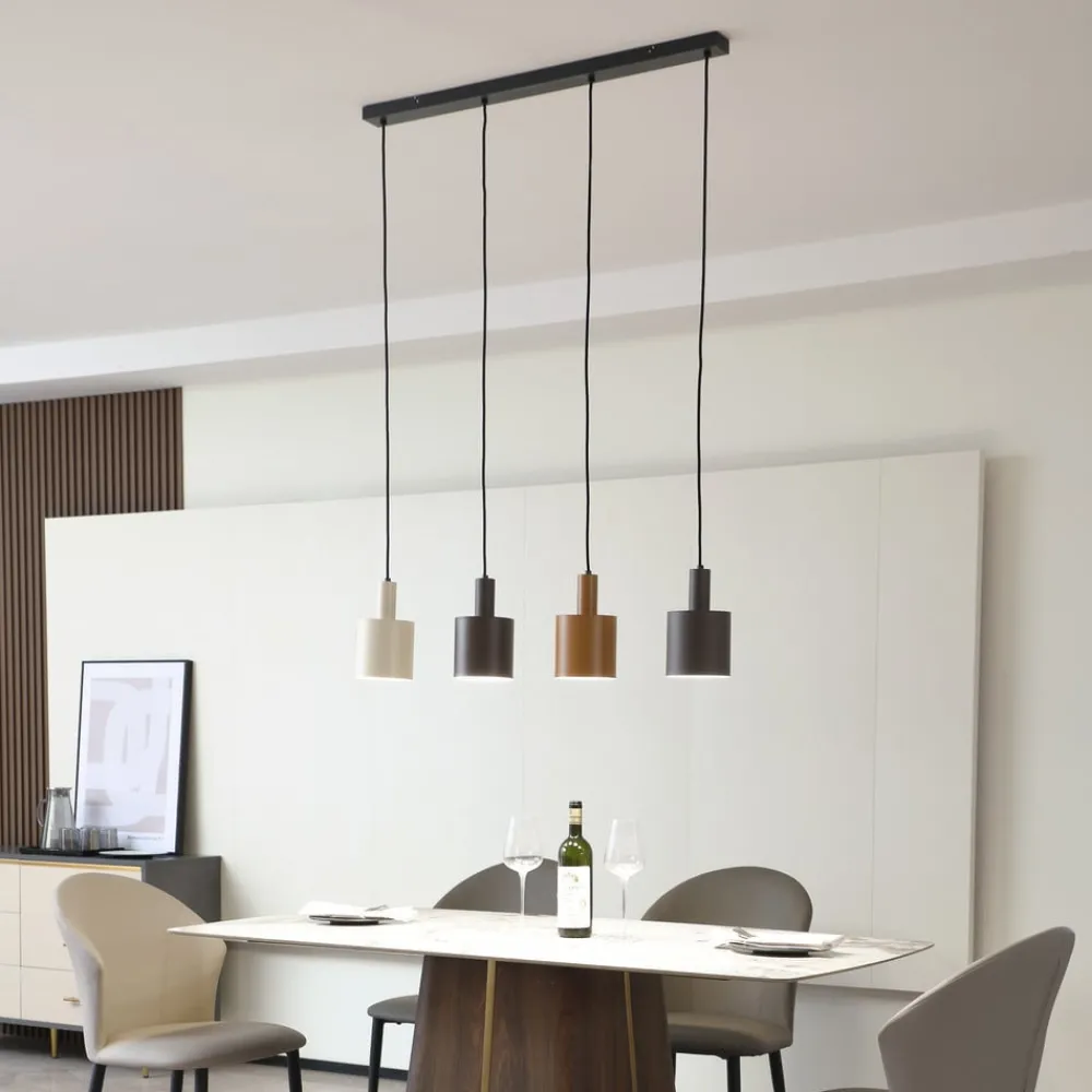 Lindby Pendellamper > hængelampe Ovelia, brun/kaffe/beige, 4 lyskilder, E27