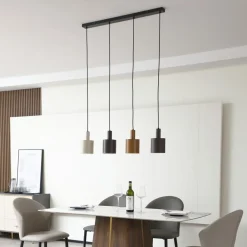 Lindby Pendellamper > hængelampe Ovelia, brun/kaffe/beige, 4 lyskilder, E27
