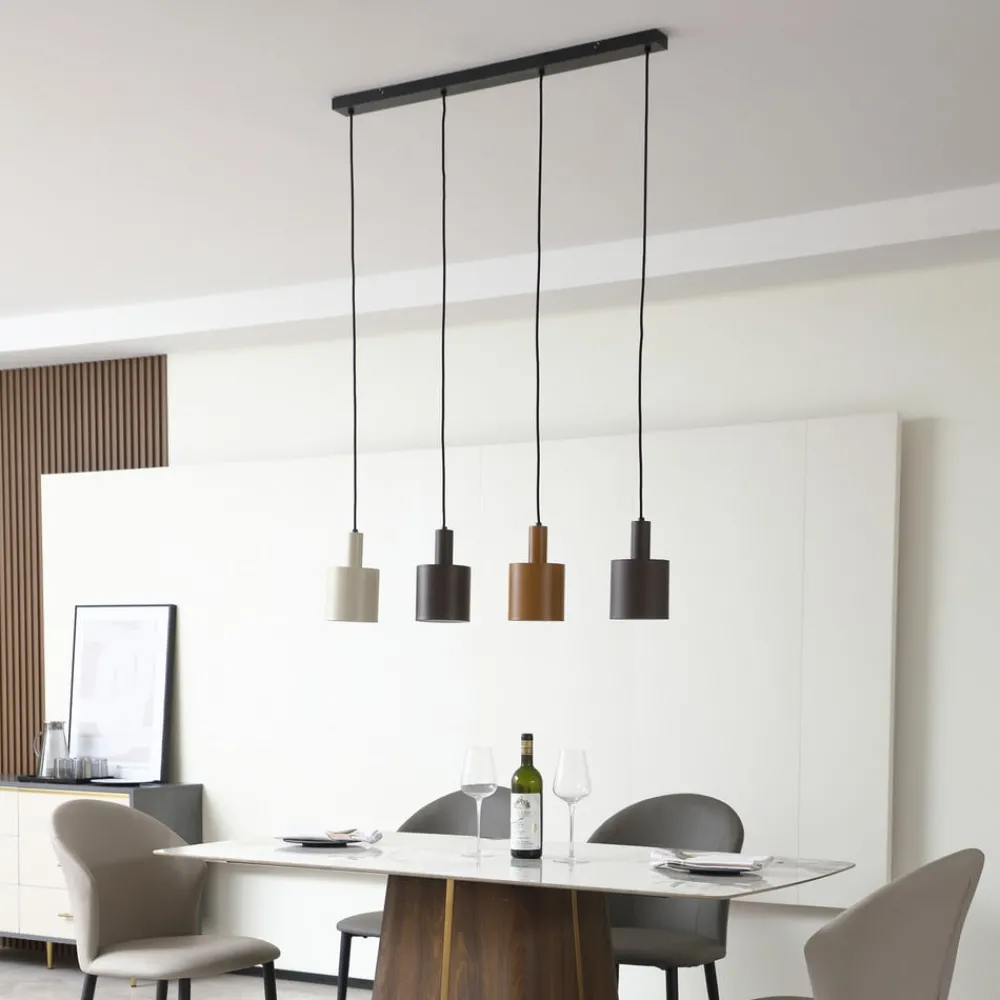 Lindby Pendellamper > hængelampe Ovelia, brun/kaffe/beige, 4 lyskilder, E27