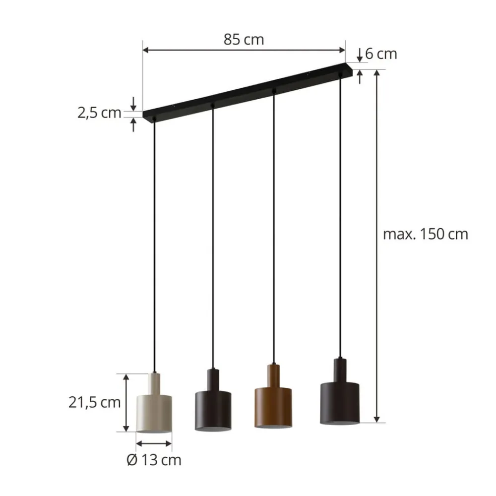 Lindby Pendellamper > hængelampe Ovelia, brun/kaffe/beige, 4 lyskilder, E27