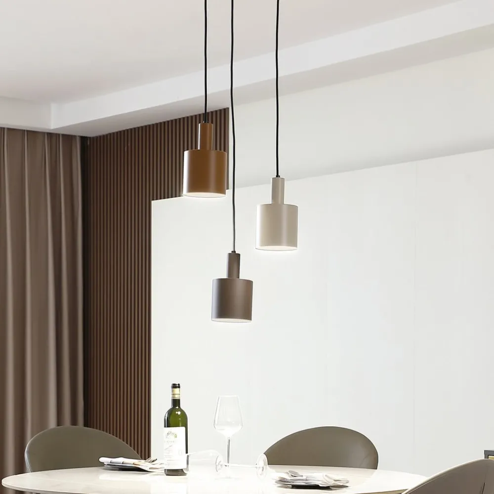 Lindby Pendellamper|Pendellamper > hængelampe Ovelia, brun/kaffe/beige, 3 lyskilder, E27