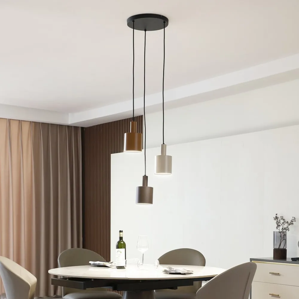 Lindby Pendellamper|Pendellamper > hængelampe Ovelia, brun/kaffe/beige, 3 lyskilder, E27