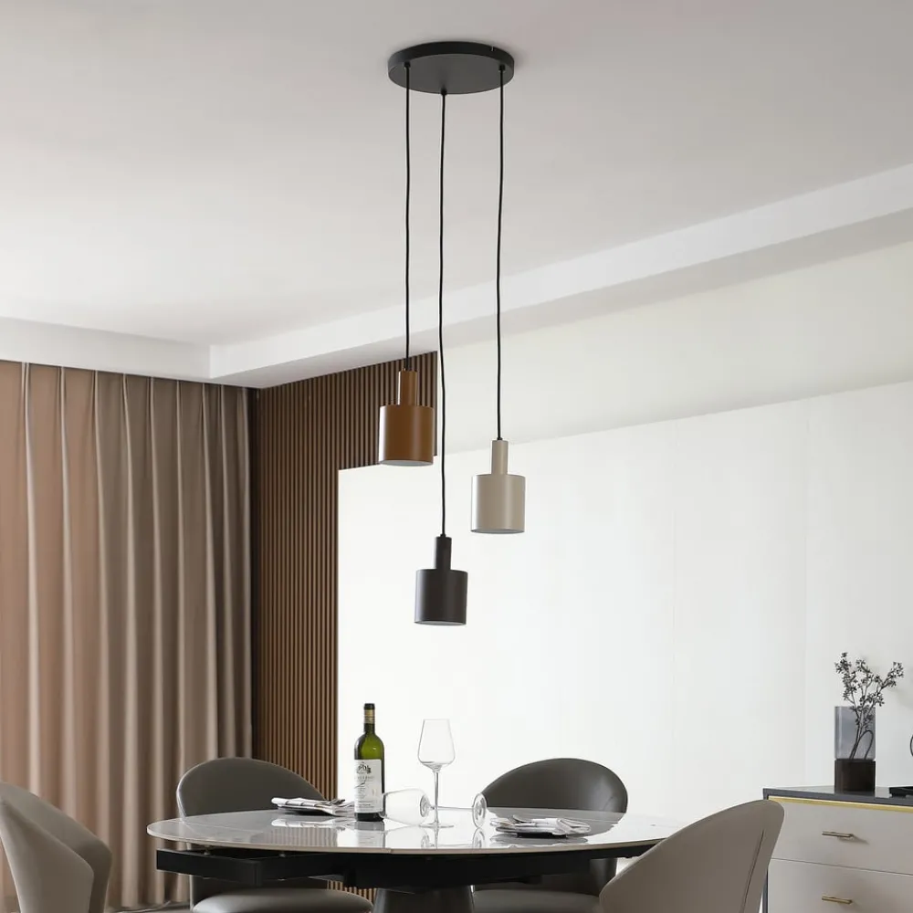 Lindby Pendellamper|Pendellamper > hængelampe Ovelia, brun/kaffe/beige, 3 lyskilder, E27