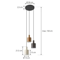 Lindby Pendellamper|Pendellamper > hængelampe Ovelia, brun/kaffe/beige, 3 lyskilder, E27
