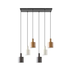 Lindby Pendellamper > hængelampe Ovelia, brun/kaffe/beige, 6 lyskilder, E27