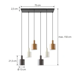 Lindby Pendellamper > hængelampe Ovelia, brun/kaffe/beige, 6 lyskilder, E27