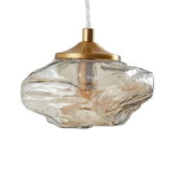 Pendellamper|Pendellamper ^ Lindby hængelampe Piatra, Ø25cm, 3 lyskilder, cognac/messing, glas