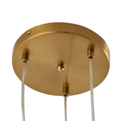 Pendellamper|Pendellamper ^ Lindby hængelampe Piatra, Ø25cm, 3 lyskilder, cognac/messing, glas