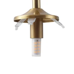 Pendellamper ^ Lindby hængelampe Piatra, Ø45cm, 5 lyskilder, cognac/messing, glas